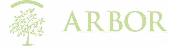 Arbor Landscapes logo features a stylized tree inside a circle, with the company name in green letters to the right.